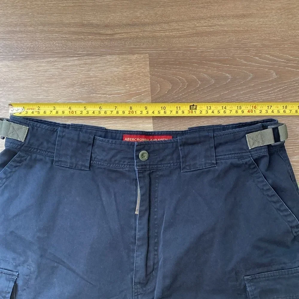 Vintage Y2k 90s Abercrombie & Fitch Dark Navy Blue Cargo Pants Sz XL - Picture 8 of 12